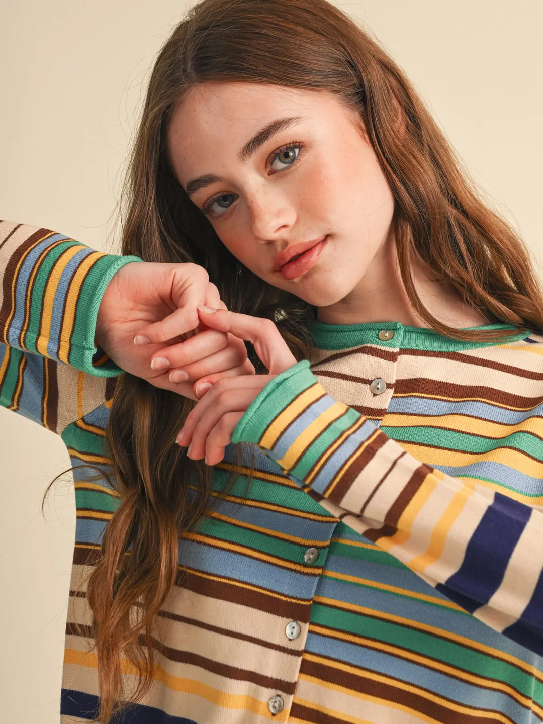 MULTI-COLOR STRIPED SWEATER CARDIGAN