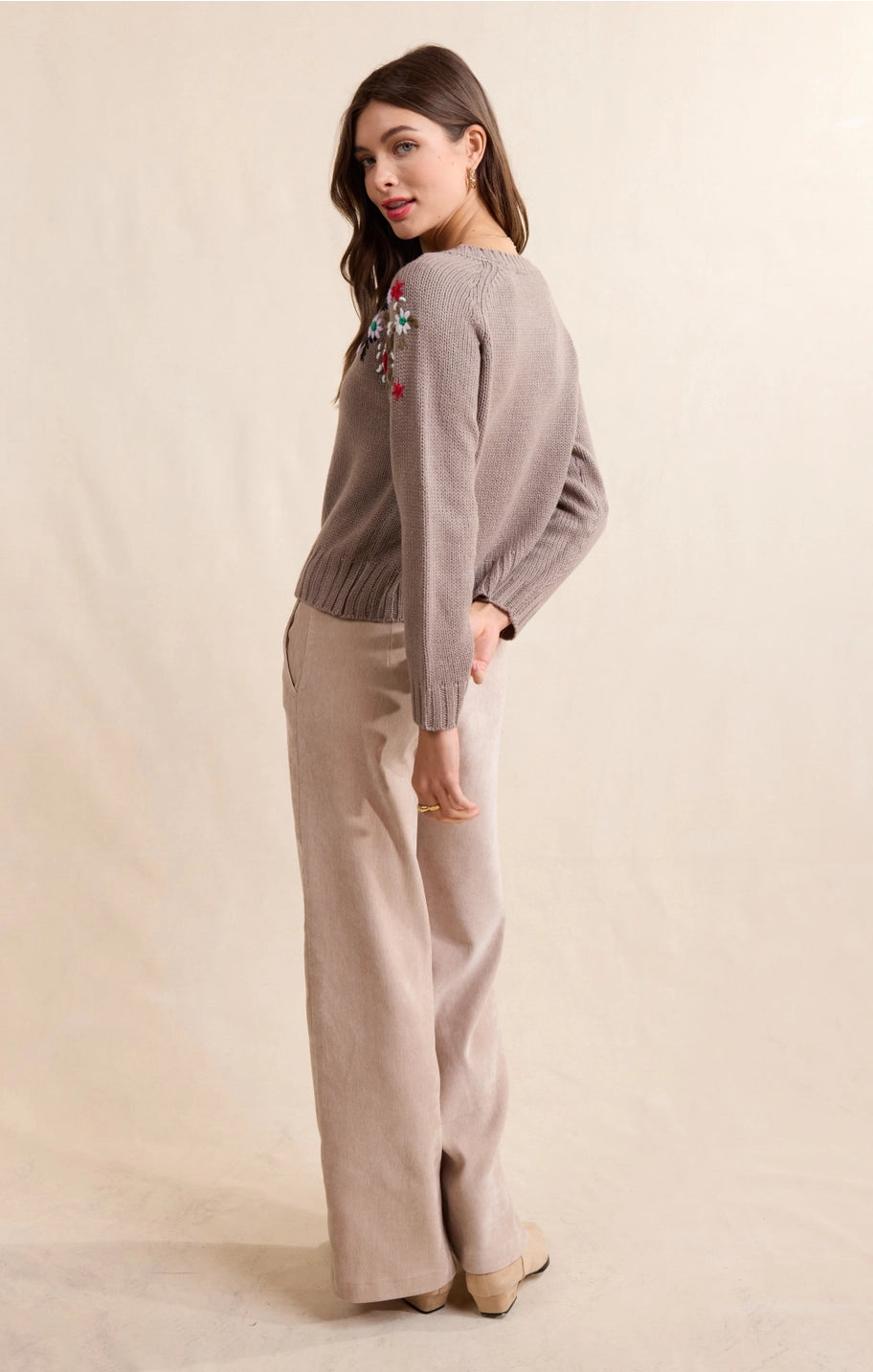 SABLE FLORAL EMBROIDERED CARDIGAN