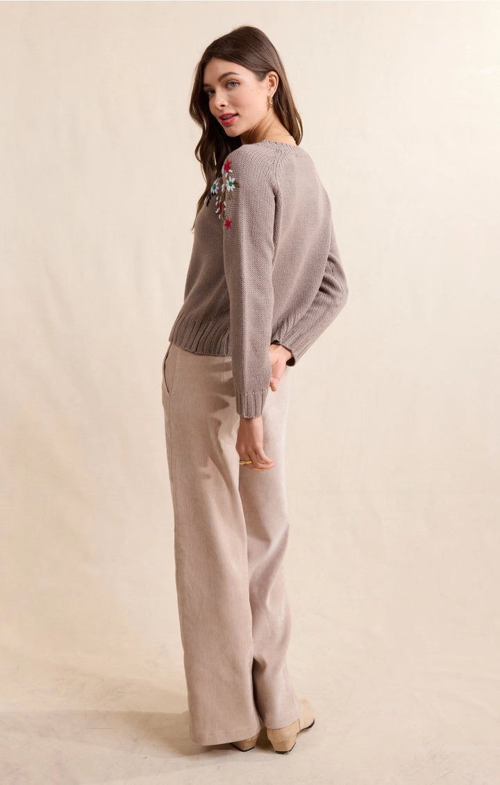 SABLE FLORAL EMBROIDERED CARDIGAN