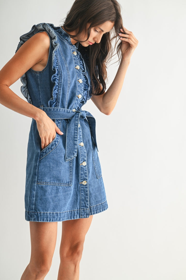 STYLISH DENIM BUTTON-DOWN DRESS