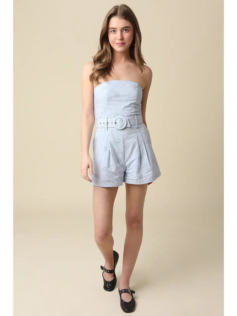 KAYA STRAPLESS BELTED ROMPER