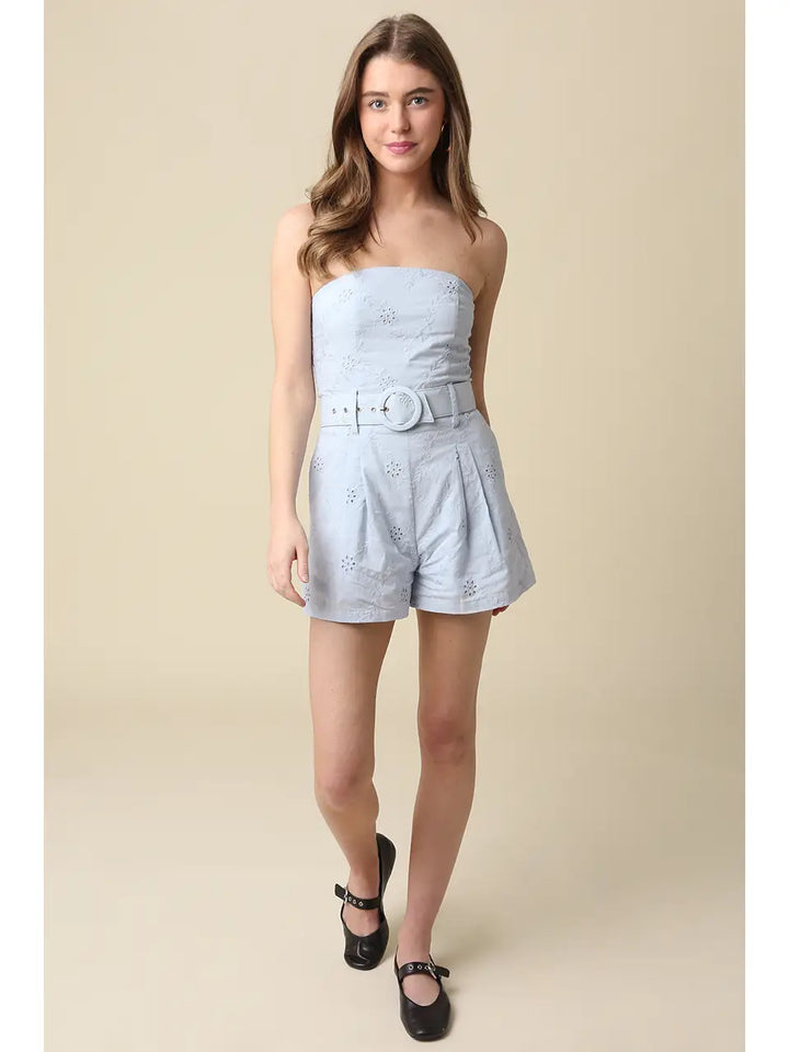 KAYA STRAPLESS BELTED ROMPER