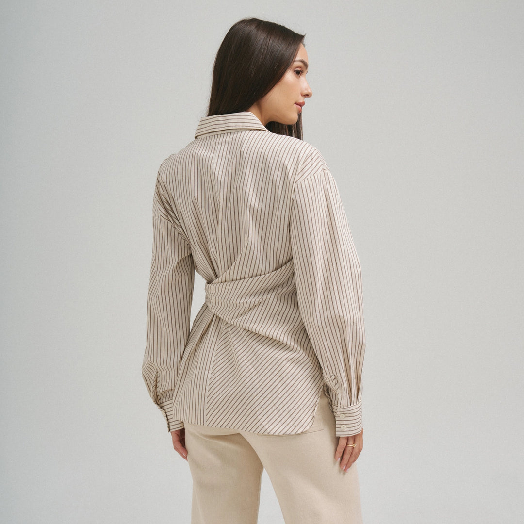 SIDE TIE DETAILED STRIPE SHIRT TOP