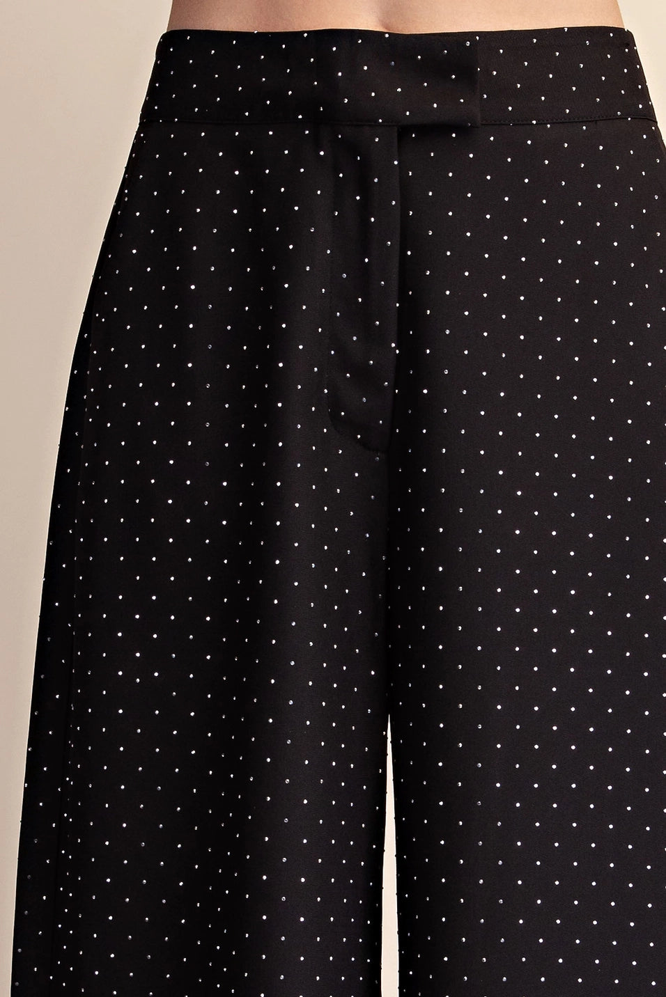 RHINESTONES WIDE LEG FLOWY PANTS