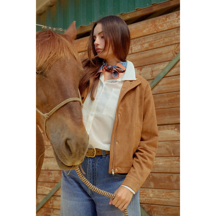 COLLAR SUEDE SNAP JACKET