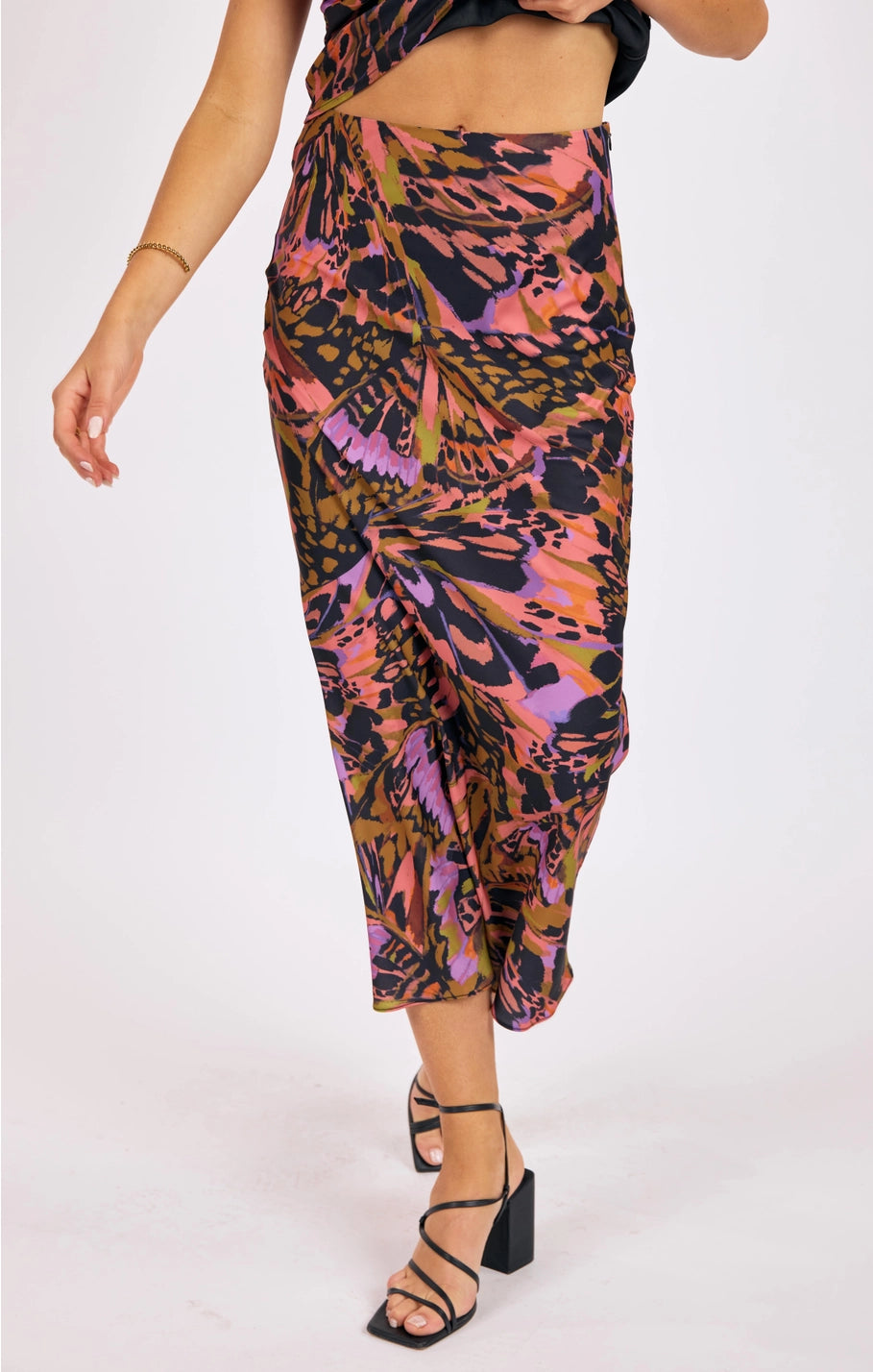 BUTTERFLY KISS BIAS MIDI SKIRT