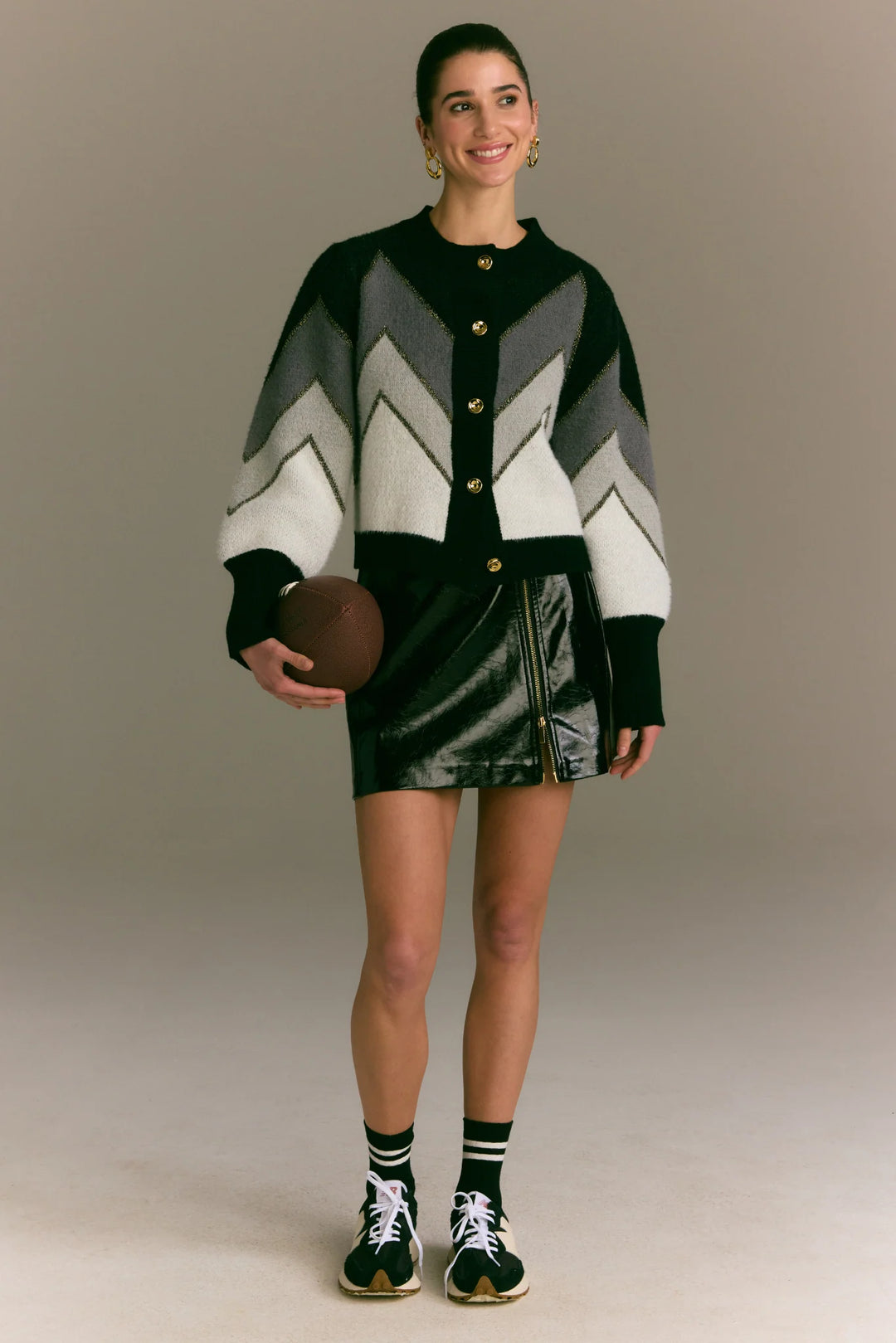 FUZZY CHEVRON CARDIGAN