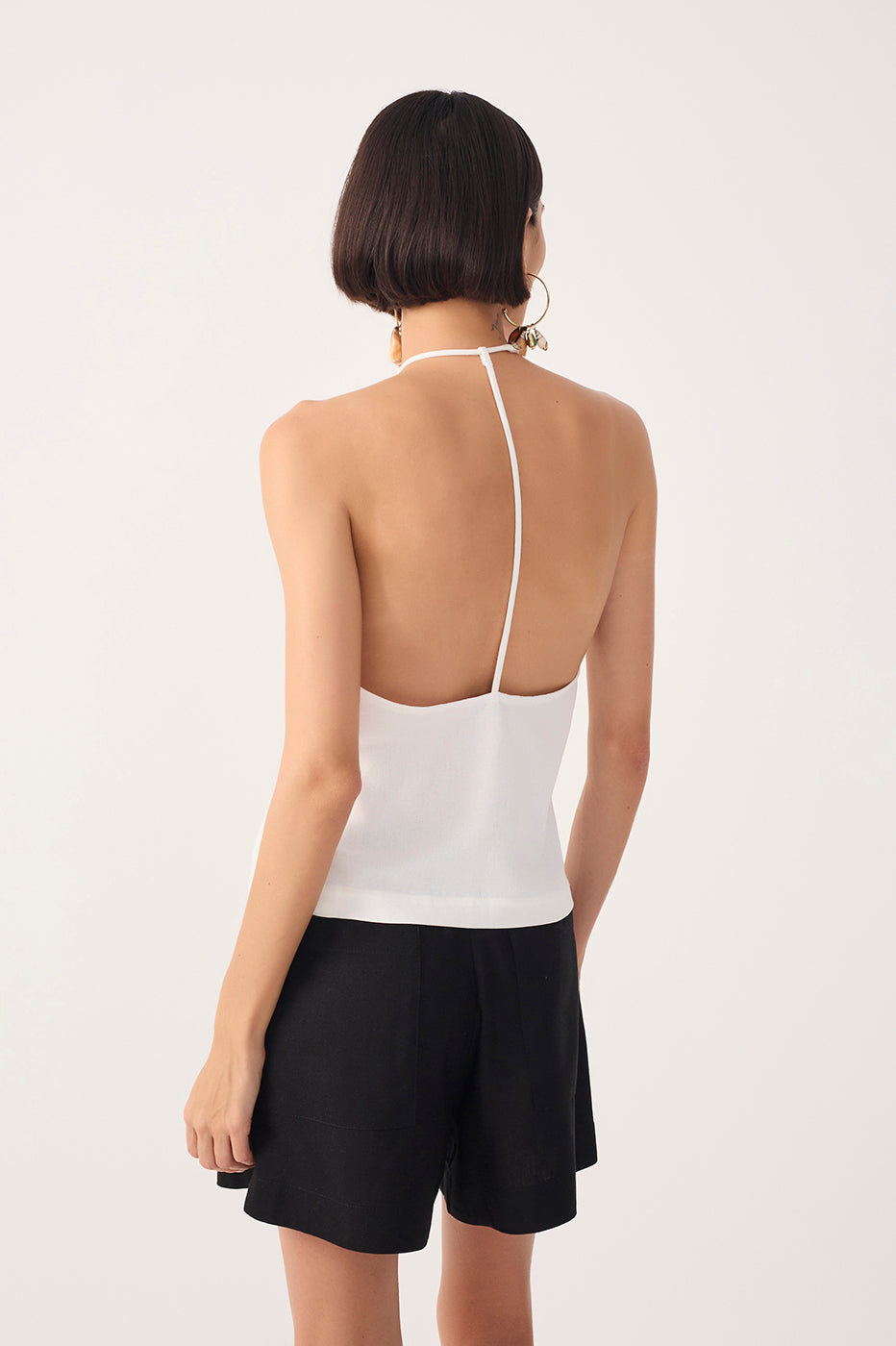 Off-white Open Back Linen Blouse