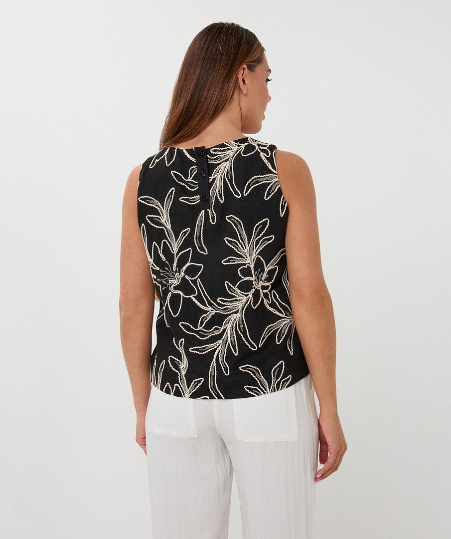 TOP SLEEVELESS FLOWER EMBROIDERY