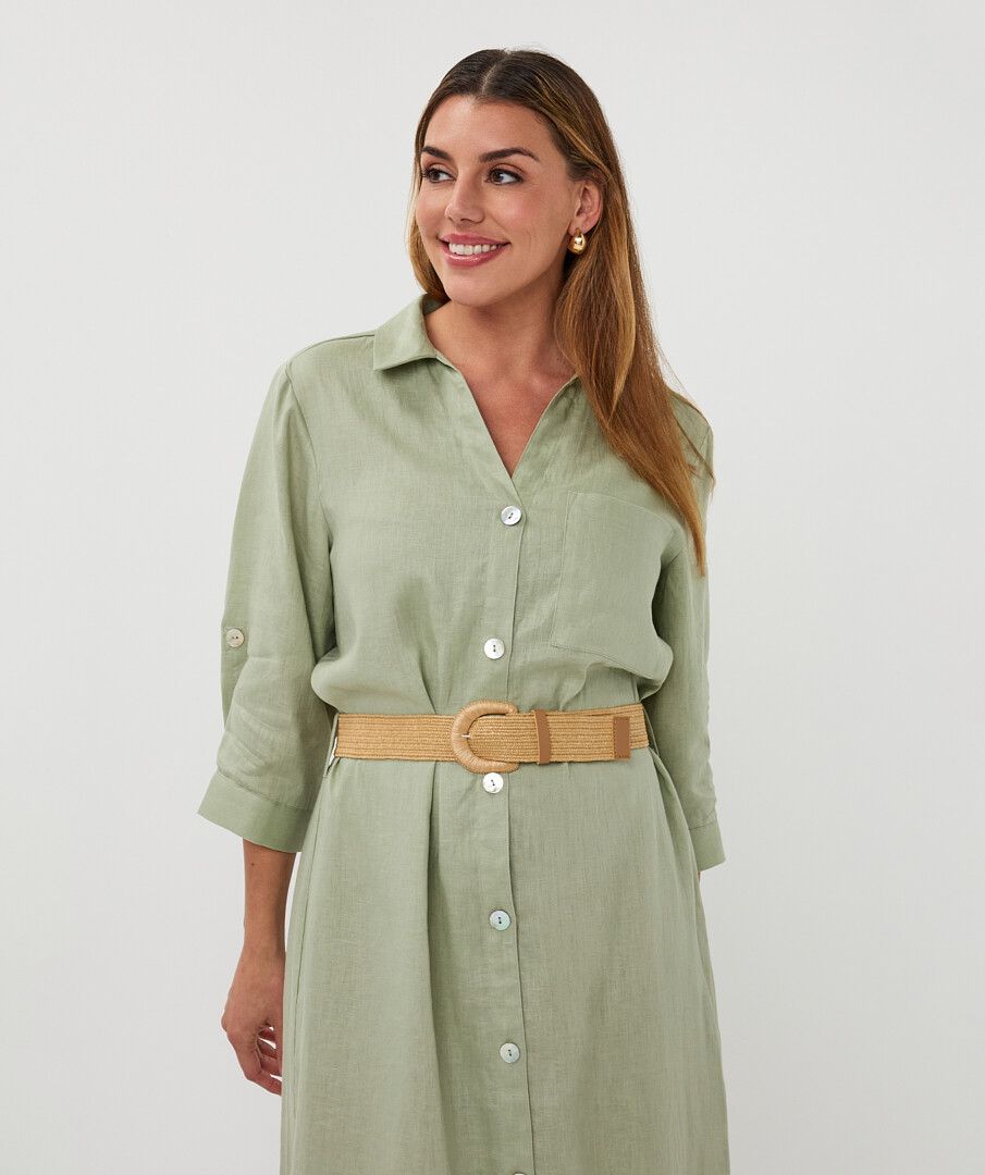 DRESS LONG BELT LINEN