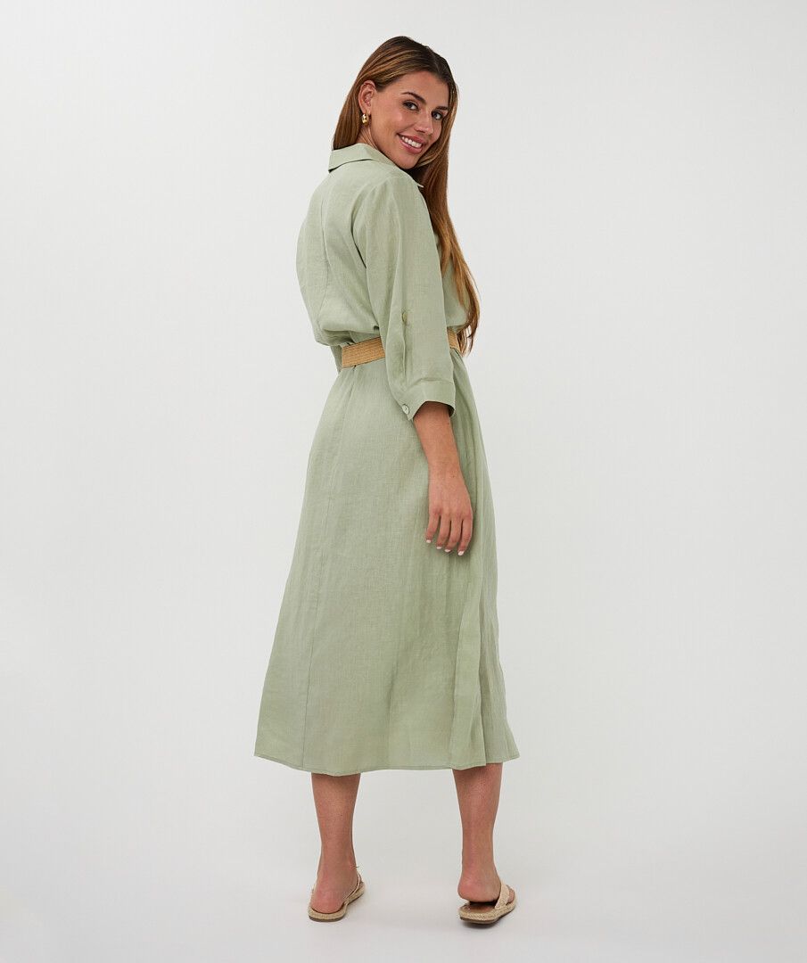 DRESS LONG BELT LINEN