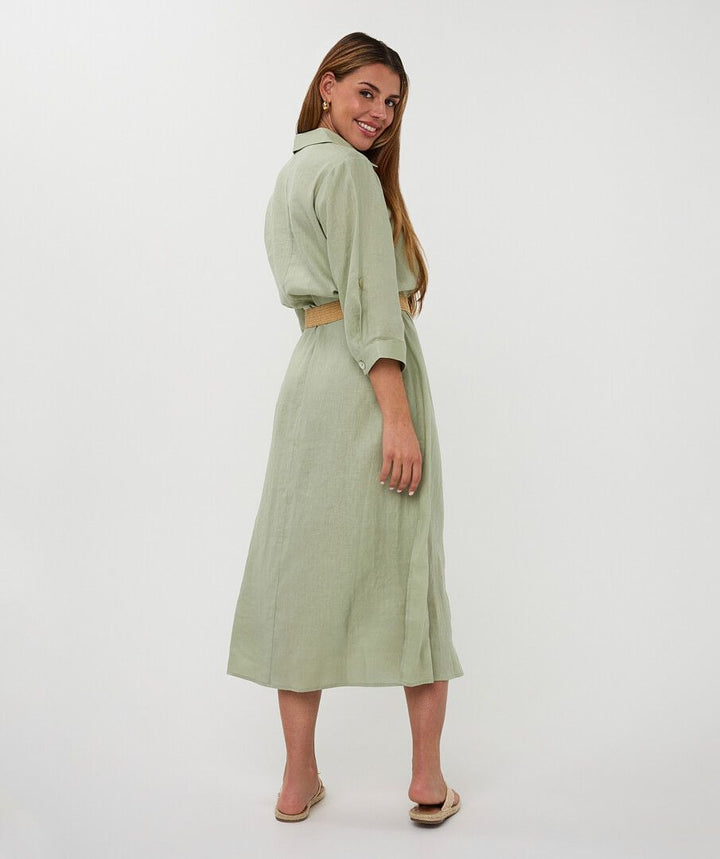 DRESS LONG BELT LINEN