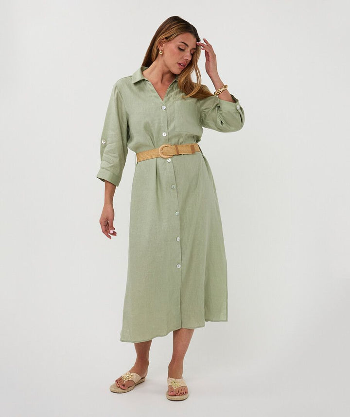 DRESS LONG BELT LINEN