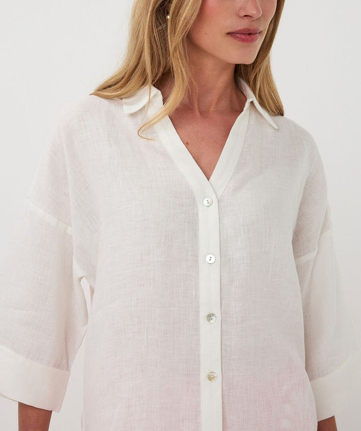 BLOUSE TURN UP LINEN