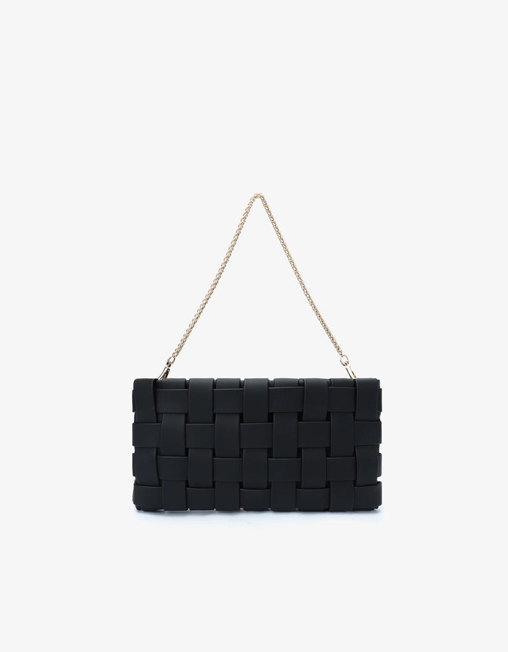 LINDY WOVEN CLUTCH SMALL BLACK