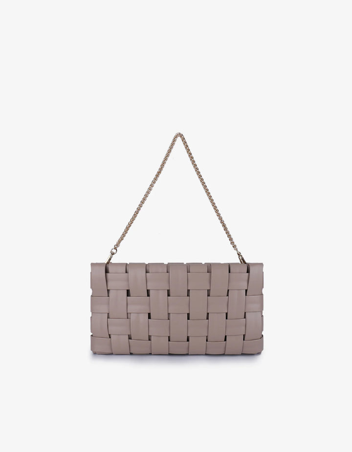 LINDY WOVEN CLUTCH SMALL LIGHT TAN