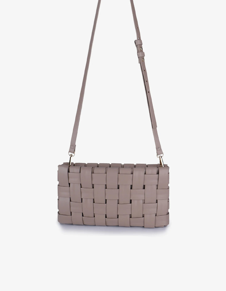 LINDY WOVEN CLUTCH SMALL LIGHT TAN
