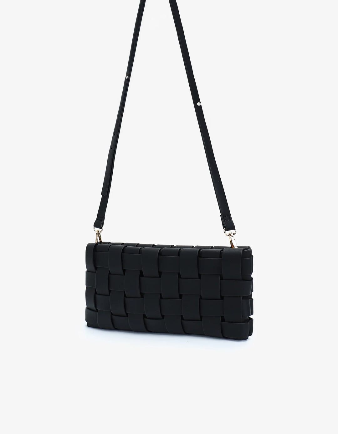 LINDY WOVEN CLUTCH SMALL BLACK