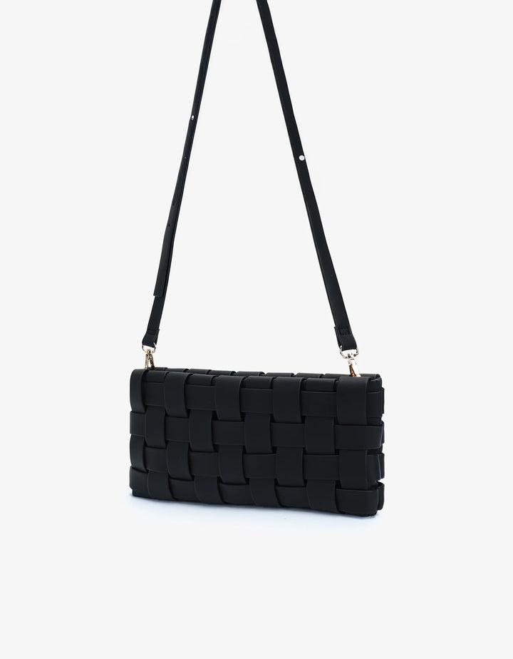 LINDY WOVEN CLUTCH SMALL BLACK