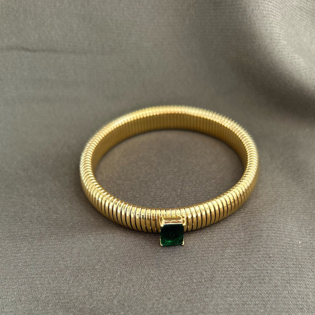 Serenity Emerald CZ Gold Bracelet