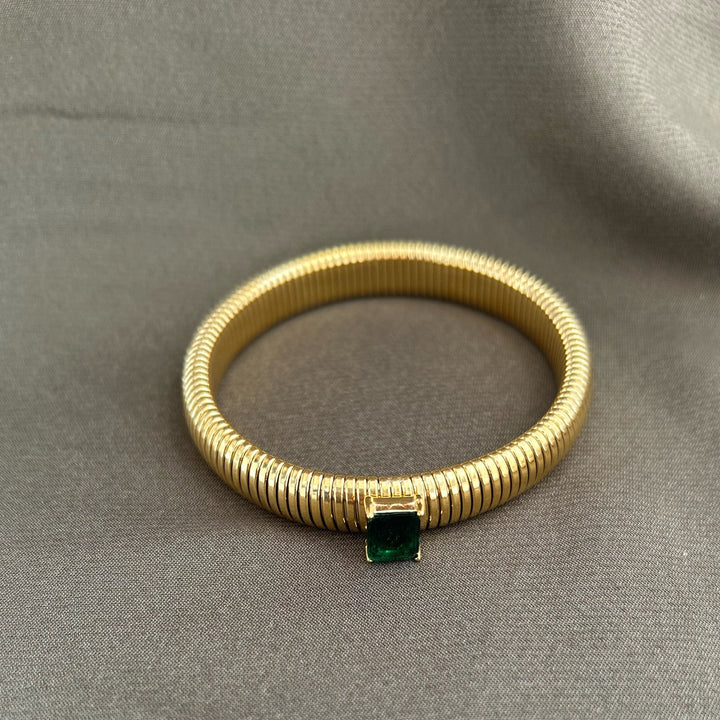 Serenity Emerald CZ Gold Bracelet
