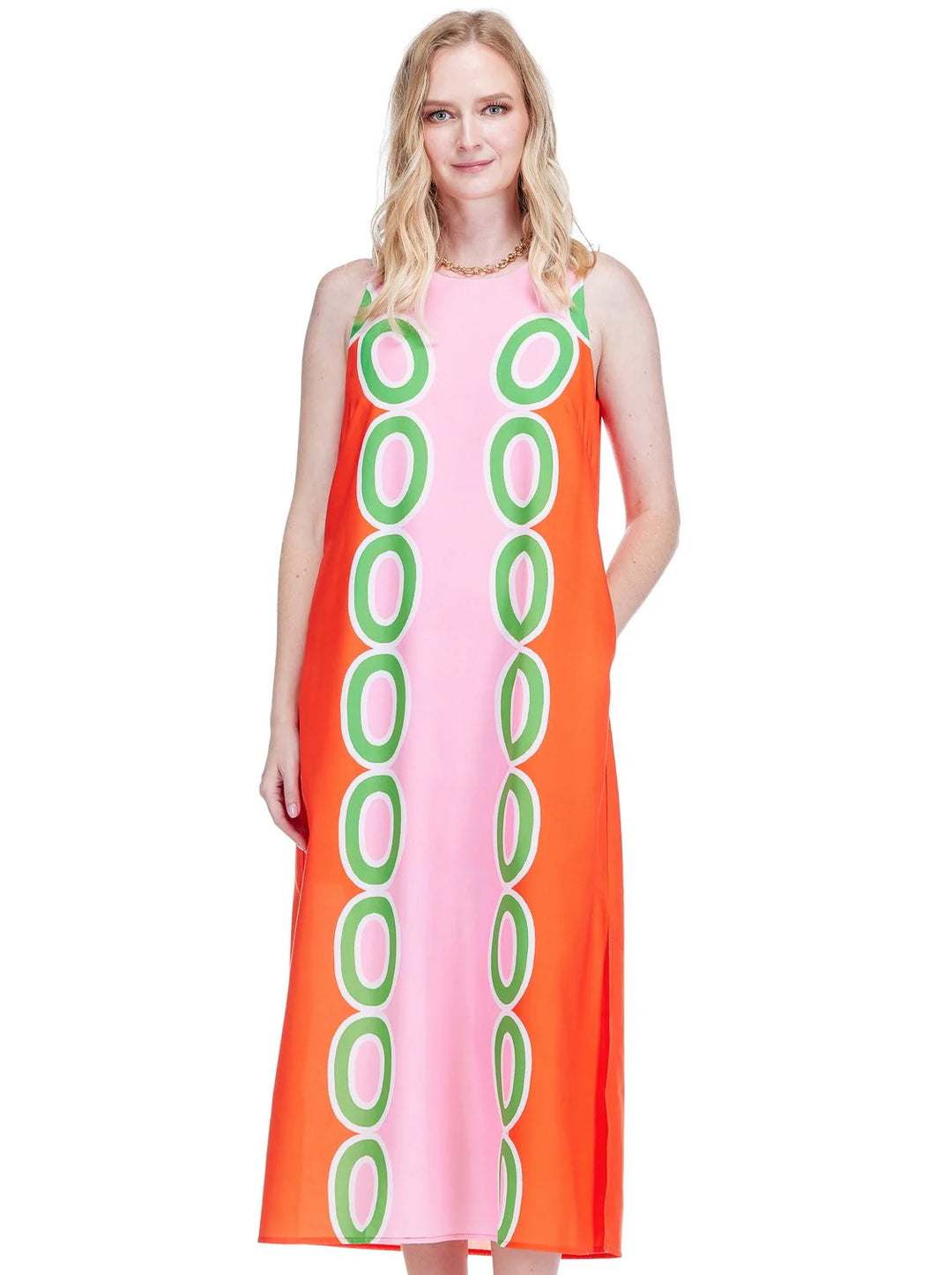 COLUMN MIDI DRESS - RED LINKS / Extra Small / 77D8071 COLUMN MIDI DRESS - RED LINKS / Extra Small / 77D8071