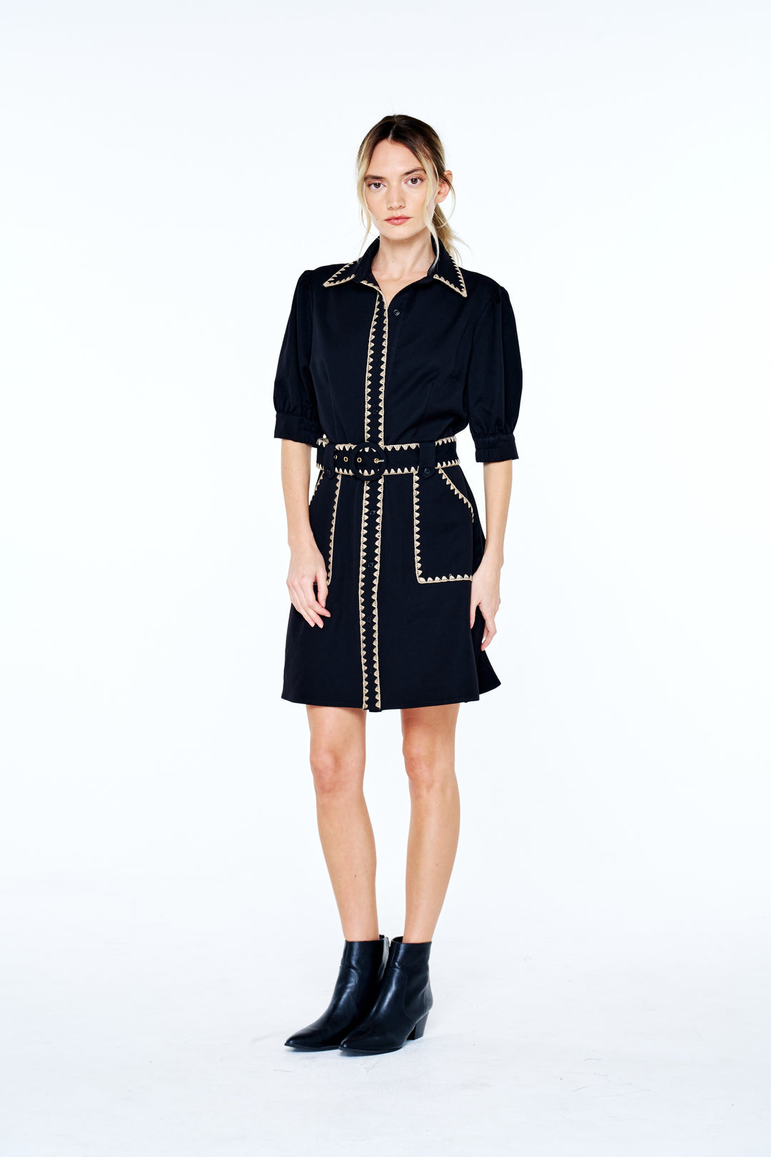 Gelso Embroidered Mini Shirtdress