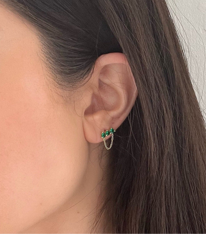 Magda Emerald Chain Studs