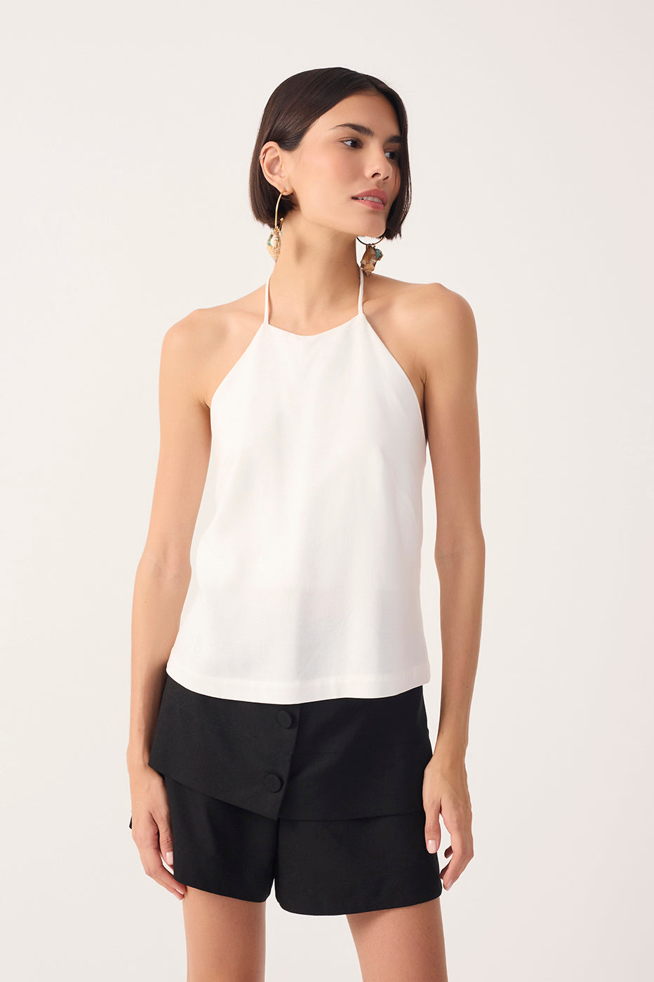Off-white Open Back Linen Blouse