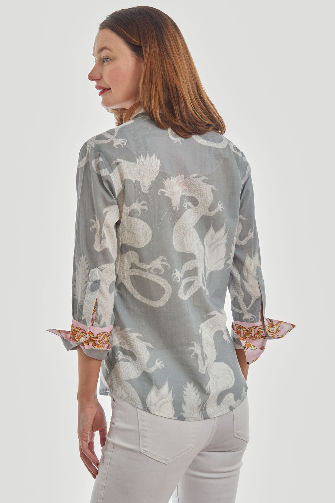 3/4 Sleeve Rome Shirt Grey Dragons Voile