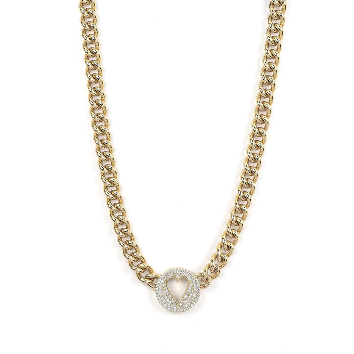 Pave Heart Chain Necklace
