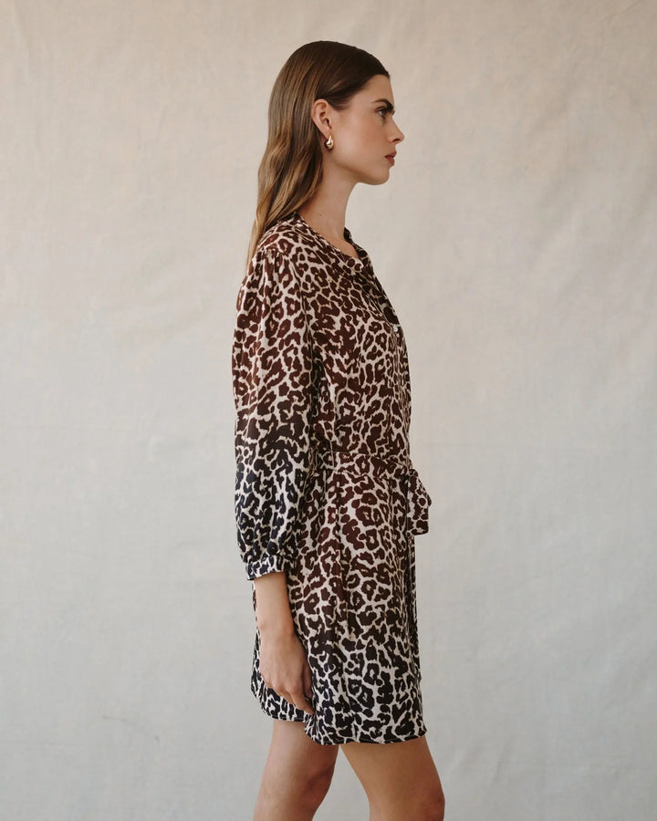 PUFF SLEEVE BELTED SHIRT DRESS