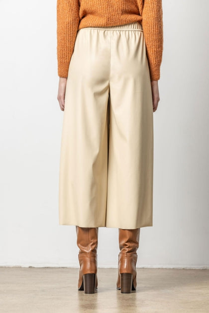 FAUX LEATHER PULL ON PANT