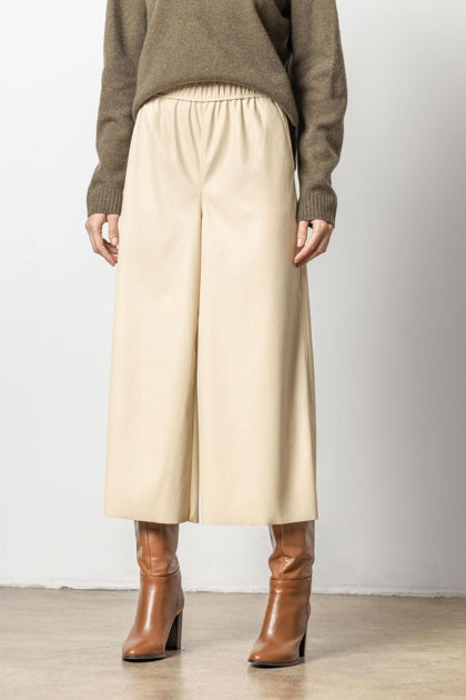 FAUX LEATHER PULL ON PANT