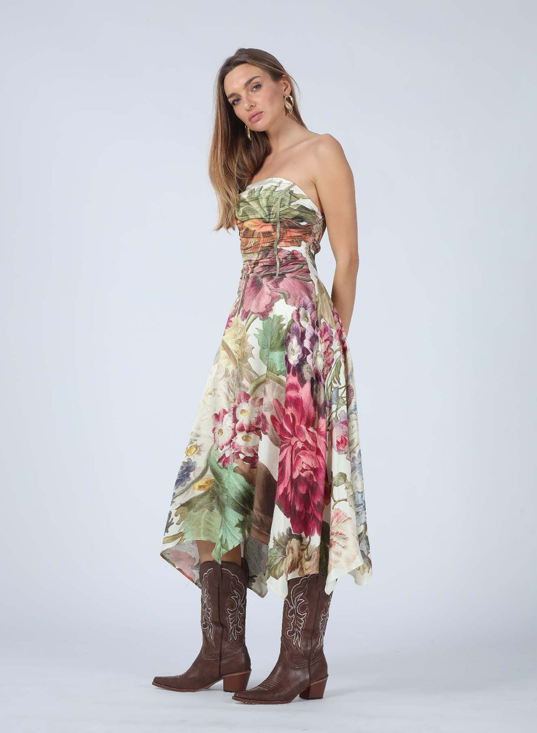 JOSEPHINE STRAPLESS MIDI DRESS