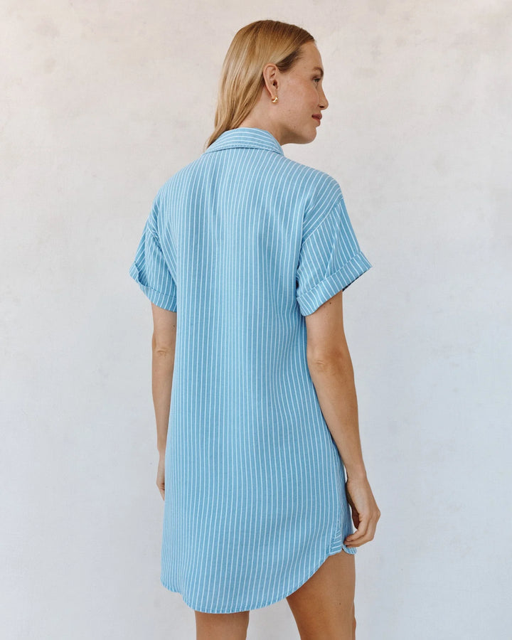 ROLL SLEEVE POCKET SHIRT DRESS