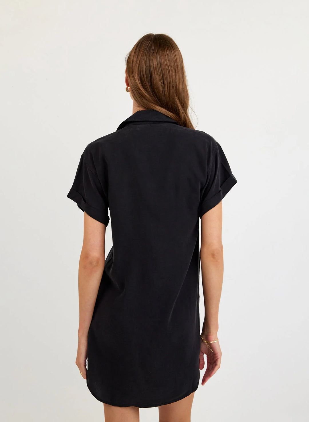 ROLL SLEEVE POCKET SHIRT DRESS