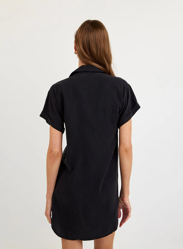 ROLL SLEEVE POCKET SHIRT DRESS