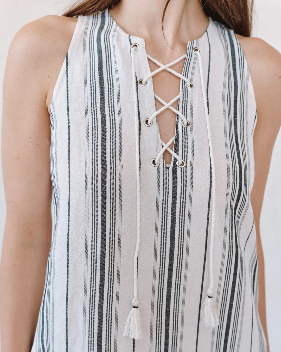 SLEEVELESS LACE UP MINI DRESS