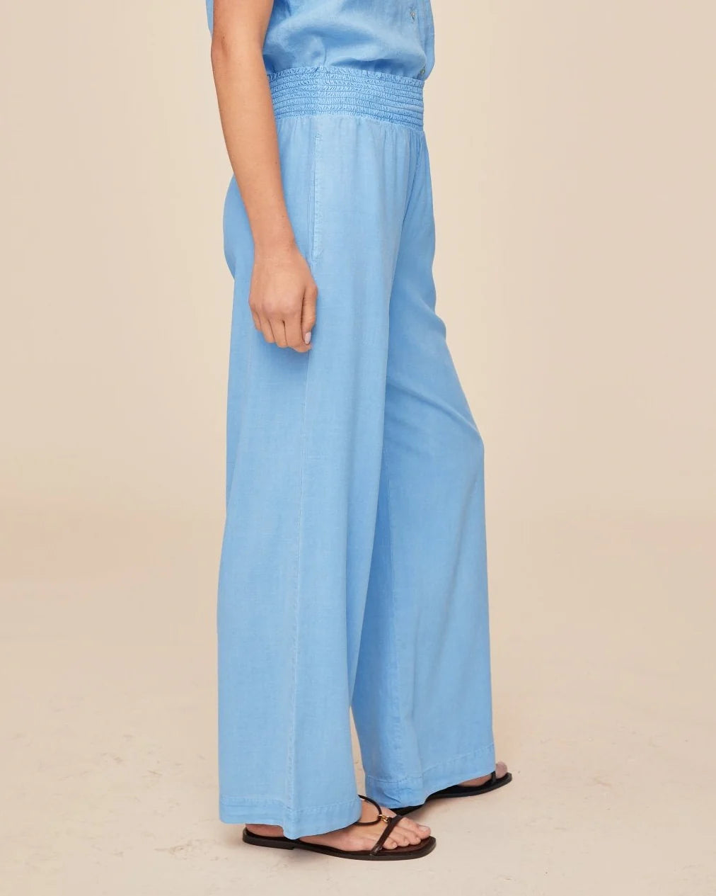 SMOCKED WAIST WIDE LEG