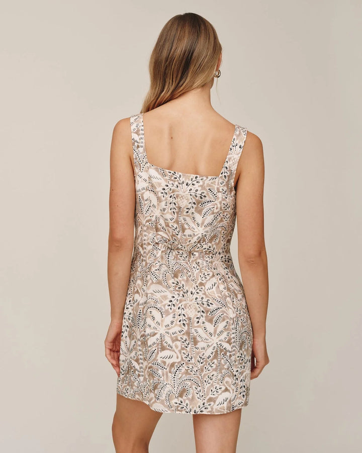 SQUARE NECK BUTTON FRONT MINI DRESS