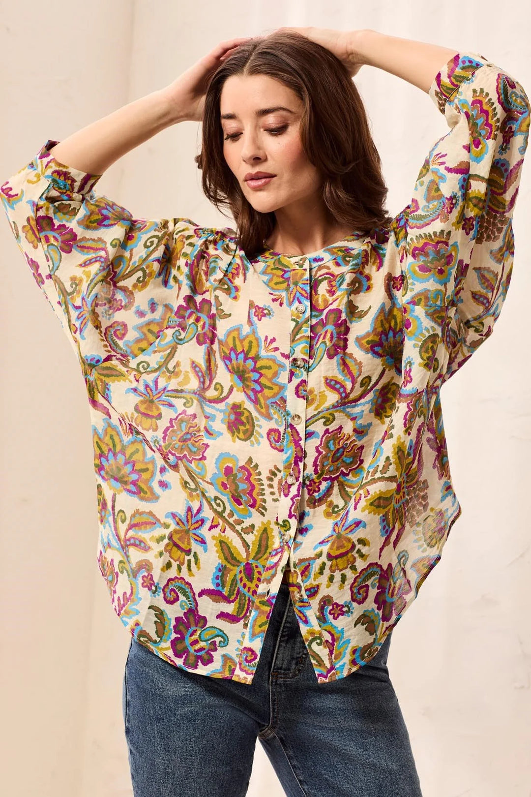FLOWY DOLMAN SLEEVE BLOUSE