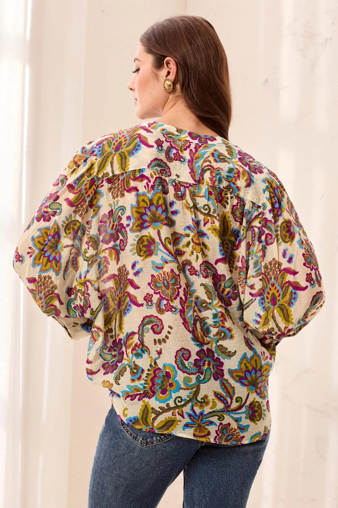 FLOWY DOLMAN SLEEVE BLOUSE