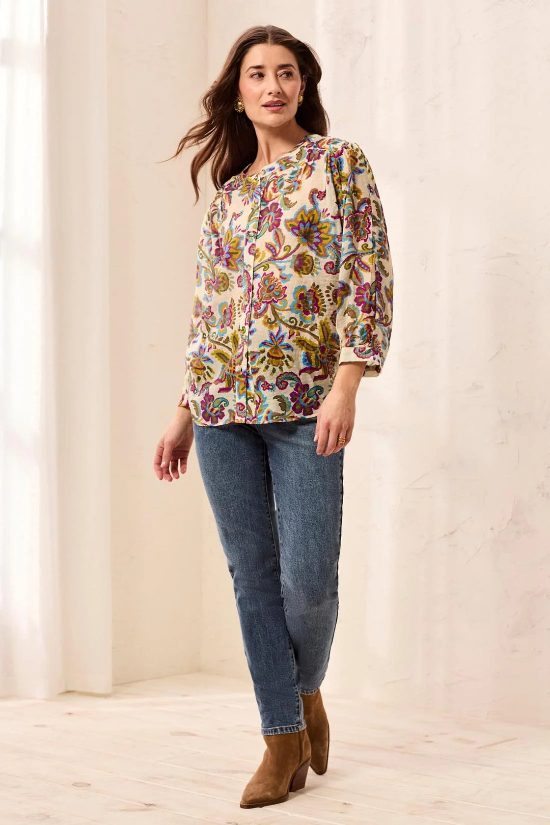 FLOWY DOLMAN SLEEVE BLOUSE
