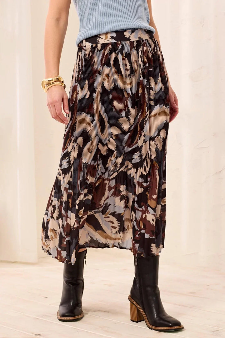FLOWY PLISSE PRINTED SKIRT