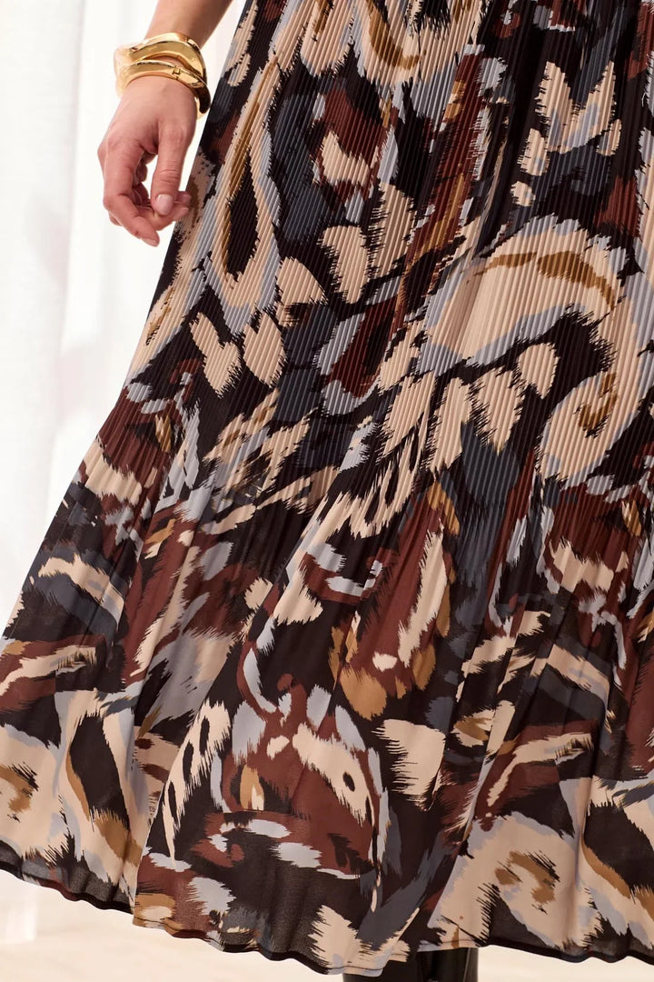 FLOWY PLISSE PRINTED SKIRT