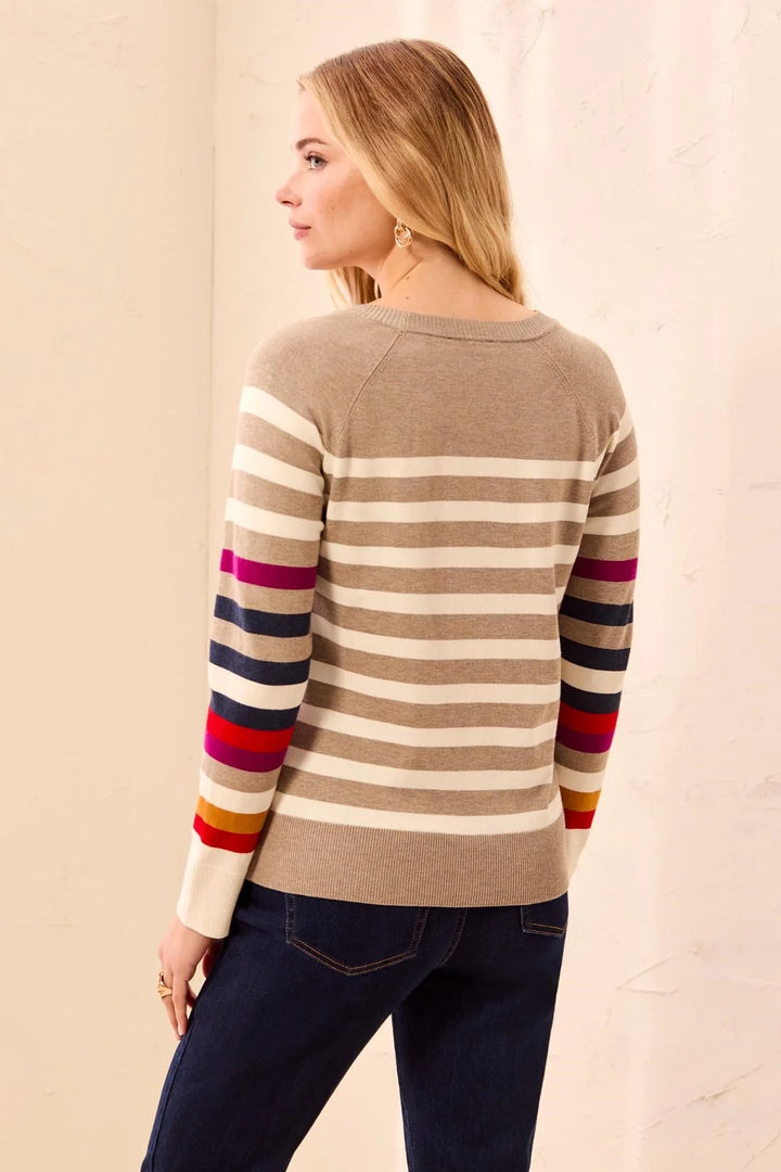LONG SLEEVE STRIPE CREW NECK SWEATER