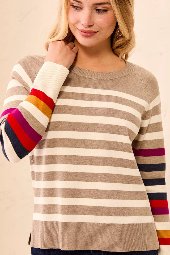 LONG SLEEVE STRIPE CREW NECK SWEATER
