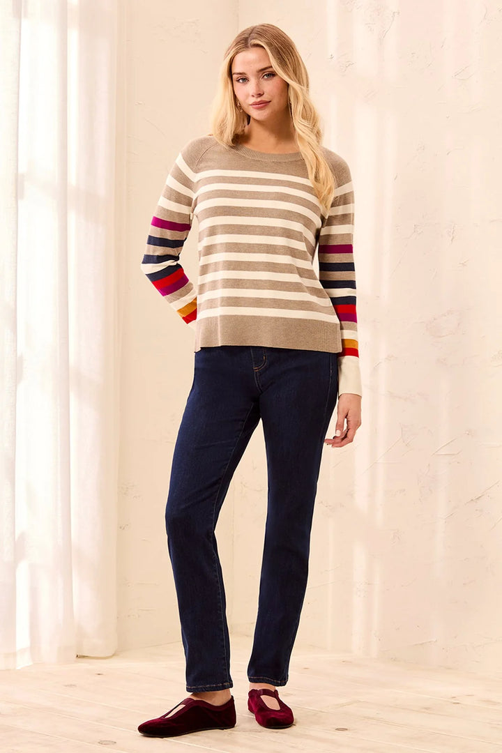 LONG SLEEVE STRIPE CREW NECK SWEATER