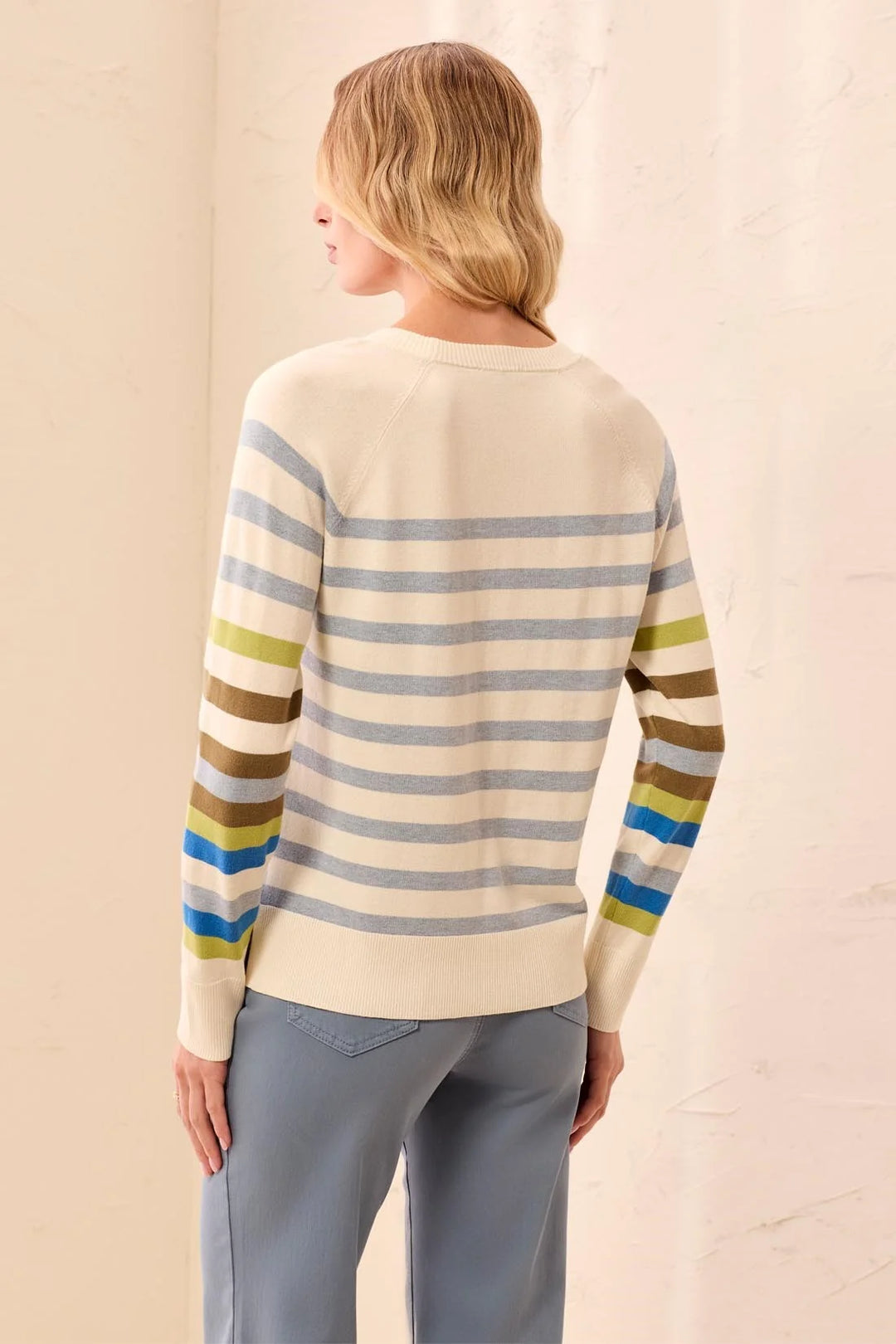 LONG SLEEVE STRIPE CREW NECK SWEATER